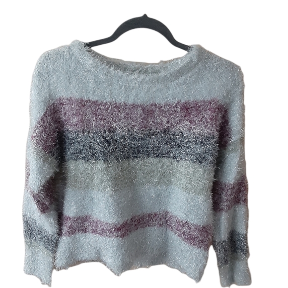 Wild Fable Fuzzy Stripes Crop Top Sweater - Picture 4 of 7